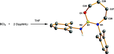 Graphical abstract: Formation and X-ray structure of a seven-membered C4OBN heterocycle by a THF ring-expansion process