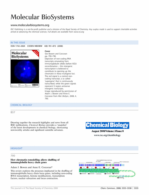 Molecular BioSystems issue 8 contents pages