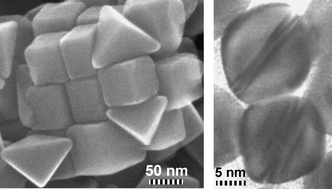 Graphical abstract: Direct structural transformation of silver platelets into right bipyramids and twinned cube nanoparticles: morphology governed by defects