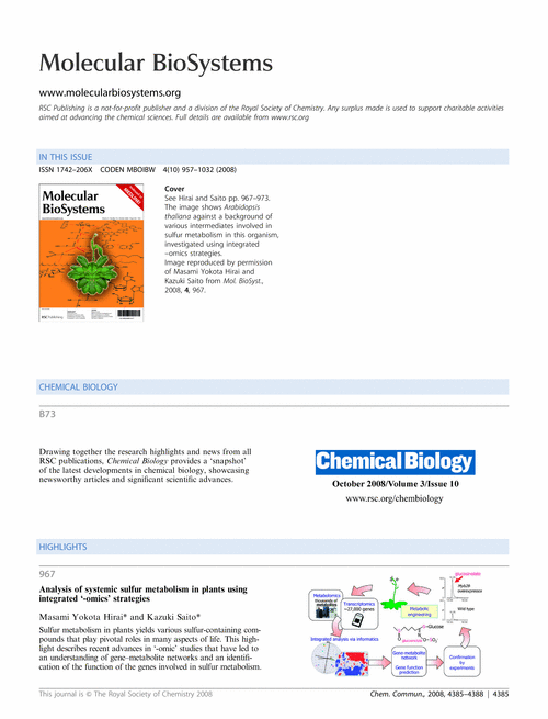 Molecular BioSystems issue 10 contents pages