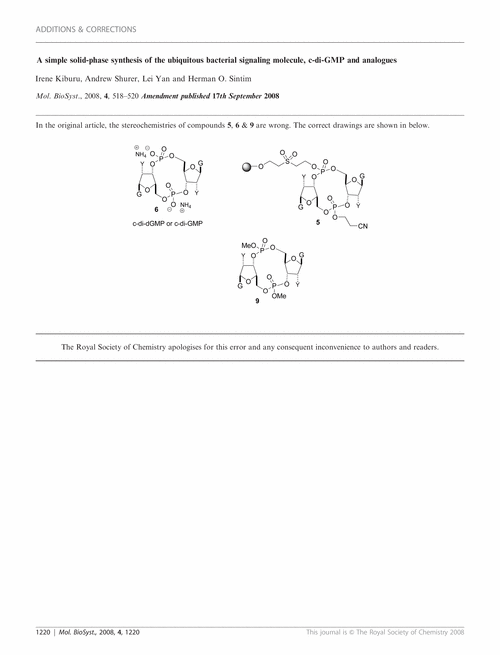 Additions and corrections