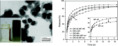 Graphical abstract: A novel core-shell structured magnetic organic-inorganic nanohybrid involving drug-intercalated layered double hydroxides coated on a magnesium ferrite core for magnetically controlled drug release