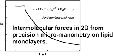 Graphical abstract: Intermolecular forces in lipid monolayers. Two-dimensional virial coefficients for pentadecanoic acid from micromanometry on spread monolayers at the air/water interface