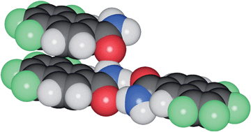 Graphical abstract: Competition between hydrogen bonding and arene–perfluoroarene stacking. X-Ray diffraction and molecular simulation on 5,6,7,8-tetrafluoro-2-naphthoic acid and 5,6,7,8-tetrafluoro-2-naphthamide crystals