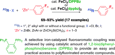 Graphical abstract: Iron-catalysed fluoroaromatic coupling reactions under catalytic modulation with 1,2-bis(diphenylphosphino)benzene