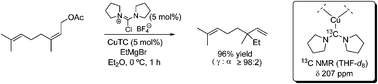 Graphical abstract: In situ generation of novel acyclic diaminocarbene–copper complex