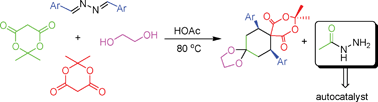 Graphical abstract: A new domino autocatalytic reaction leading to polyfunctionalized spiro[5.5]undecanes and dispiro[4.2.5.2]pentadecanes