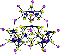 Graphical abstract: A three-dimensional adamantane-like nanoscopic cage built from four iodide-bridged triangular Mo3S7cluster units