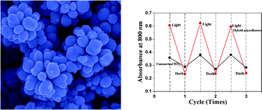 Graphical abstract: A novel visible-light-driven photochromic material with high-reversibility: tungsten oxide-based organic–inorganic hybrid microflowers