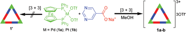 Graphical abstract: Synthesis and characterisation of heterometallic molecular triangles using ambidentate linker: self-selection of a single linkage isomer