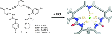 Graphical abstract: Protonation activates anion binding and alters binding selectivity in new inherently fluorescent 2,6-bis(2-anilinoethynyl)pyridine bisureas