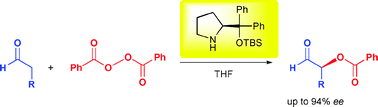 Graphical abstract: Diphenylprolinol silyl ether as a catalyst in an asymmetric, catalytic and direct α-benzoyloxylation of aldehydes