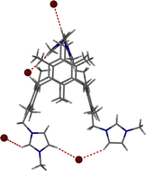 Graphical abstract: Allosteric effects in a tetrapodal imidazolium-derived calix[4]arene anion receptor