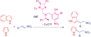 Graphical abstract: Asymmetric Friedel–Crafts reaction of N-heterocycles and nitroalkenes catalyzed by imidazoline–aminophenol–Cu complex