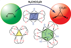 Graphical abstract: Palladium(II) carboxylates and palladium(I) carbonyl carboxylate complexes as catalysts for olefin cyclopropanation with ethyl diazoacetate