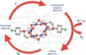 Graphical abstract: Reduction of protons assisted by a hexanuclear nickel thiolate metallacrown: protonation and electrocatalytic dihydrogen evolution