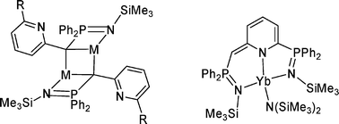 Graphical abstract: Synthesis and characterization of Sn(II), Pb(II) and Yb(II) complexes supported by [C(Ph2P [[double bond, length as m-dash]] NSiMe3){6-(2-RC5H3N)}]2− or [CH(Ph2P [[double bond, length as m-dash]] NSiMe3){6-(2-RC5H3N)}]− (R = 3,5-dimethyl-1-pyrazolyl or iminophosphoranyl) ligands