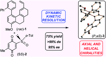 Graphical abstract: Dynamic kinetic resolution in the asymmetric synthesis of atropisomeric biaryl[4] and [5]helicene quinones