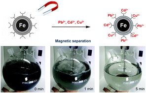 Graphical abstract: Magnetic EDTA: coupling heavy metal chelators to metal nanomagnets for rapid removal of cadmium, lead and copper from contaminated water