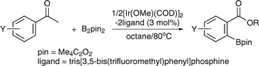 Graphical abstract: Ortho-C–H borylation of benzoate esters with bis(pinacolato)diboron catalyzed by iridium–phosphine complexes