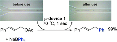 Graphical abstract: Catalytic membrane-installed microchannel reactors for one-second allylic arylation