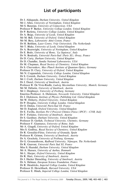 List of participants