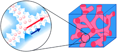 Graphical abstract: Ion conductive behaviour in a confined nanostructure: NMR observation of self-diffusion in a liquid-crystalline bicontinuous cubic phase
