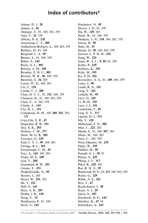 Index of contributors