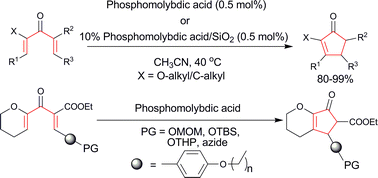 Graphical abstract: A mild, catalytic and efficient Nazarov cyclization mediated by phosphomolybdic acid