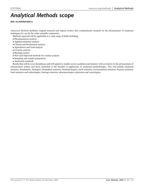 Analytical Methods scope