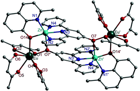 Graphical abstract: Square structures and photophysical properties of Zn2Ln2 complexes (Ln = Nd, Eu, Sm, Er, Yb)