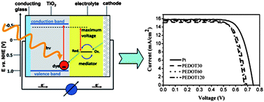 Graphical abstract: Dye-sensitized solar cells based on poly (3,4-ethylenedioxythiophene) counter electrode derived from ionic liquids