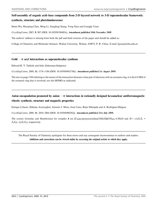 Additions and Corrections
