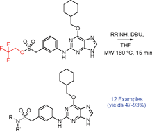 Graphical abstract: Synthesis of sulfonamide-based kinase inhibitors from sulfonates by exploiting the abrogated SN2 reactivity of 2,2,2-trifluoroethoxysulfonates
