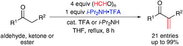 Graphical abstract: Efficient, direct α-methylenation of carbonyls mediated by diisopropylammonium trifluoroacetate