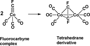 Graphical abstract: Dimerization of a fluorocarbyne complex to a tetrahedrane derivative: Fluorocarbyne and difluoroacetylene cobalt carbonyl complexes