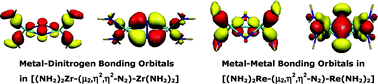 Graphical abstract: Activation and cleavage of the N–N bond in side-on bound [L2M-NN-ML2] (L = NH2, NMe2, NiPr2, C5H5, C5Me4H) dinitrogen complexes of transition metals from groups 4 through 9