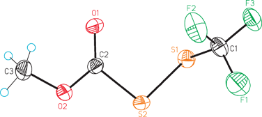 Graphical abstract: Methoxycarbonyl trifluoromethyl disulfide, CH3OC(O)SSCF3: synthesis, structure and conformational properties