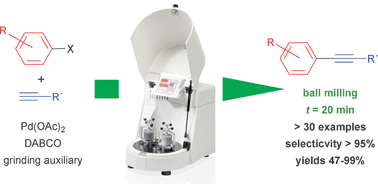 Graphical abstract: Fast copper-, ligand- and solvent-free Sonogashira coupling in a ball mill