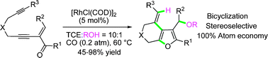 Graphical abstract: Rhodium-catalyzed tandem nucleophilic addition/bicyclization of diyne-enones with alcohols: a modular entry to 2,3-fused bicyclic furans