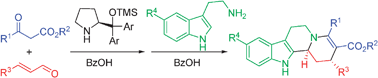 Graphical abstract: Organocatalyzed enantioselective one-pot three-component access to indoloquinolizidines by a Michael addition–Pictet–Spengler sequence