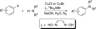 Graphical abstract: Efficient copper-catalyzed N-arylations of nitrogen-containing heterocycles and aliphatic amines in water