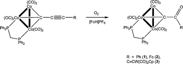 Graphical abstract: Conversion of C [[triple bond, length as m-dash]] C to CO in alkynyl-metal complexes: oxidation of carbon chains capped by carbon-tricobalt clusters