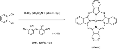 Graphical abstract: Direction of copper phthalocyanine crystallization using in situ generated tethered phthalocyanines