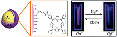 Graphical abstract: Recyclable fluorimetric and colorimetric mercury-specific sensor using porphyrin-functionalized Au@SiO2 core/shell nanoparticles