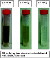 Graphical abstract: Microwave-assisted digestion in closed vessels: effect of pressurization with oxygen on digestion process with diluted nitric acid