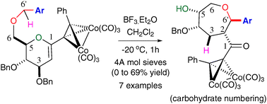 Graphical abstract: Formation and reactivity of new Nicholas–Ferrier pyranosidic cations: novel access to oxepanes via a 1,6-hydride shift/cyclization sequence