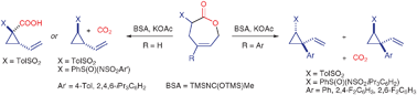 Graphical abstract: Transannular, decarboxylative Claisen rearrangement reactions for the synthesis of sulfur-substituted vinylcyclopropanes