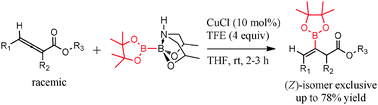 Graphical abstract: Regio- and stereoselective copper-catalyzed β-borylation of allenoates by a preactivated diboron