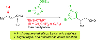Graphical abstract: 1,4-Addition of silicon dienoates to α,β-unsaturated aldehydes catalyzed by in situ-generated silicon Lewis acid